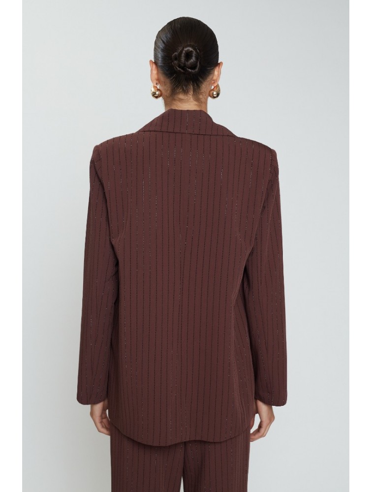 MIX AND MATCH Lucia Blazer Bordeaux Μπορντώ Σακάκι με Στρας